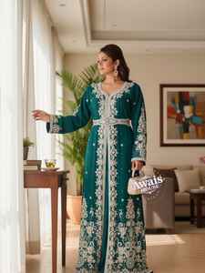 Dubai Muslim Tradition Islamic Clothing Long Sleeves Kaftan <b>Abaya</b> Jubbah Womens Fashion Floor Length Plus Size - Product Image 4