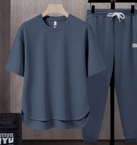 Men's Cotton <b>Waffle</b> Knit Short Sleeve <b>Shirt</b> & Shorts Set Solid Color Turn-down Collar Casual Summer Wear - Product Image 6