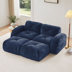 Divano a U Senza Struttura in Velluto Morbido, Design Trapuntato, Spugna ad Alta Densità 32D, Base Ergonomica, Nessun Montaggio Richiesto, per Soggiorno - Product Image 1