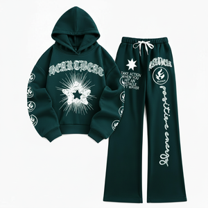 Conjunto Deportivo de 2 Piezas para Hombre, Sudadera con Capucha Lavada Personalizada, Resistente al Viento, Talla Grande, Estampado Digital, Ropa Urbana - Product Image 1