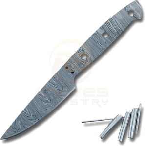 Cuchillo de Caza de Hoja Fija |   Hoja de acero de Damasco |   Cuchillo de Supervivencia para Exteriores de Espiga Completa |   Fabricación de Cuchillos Personalizados DIY OEM - Product Image 1