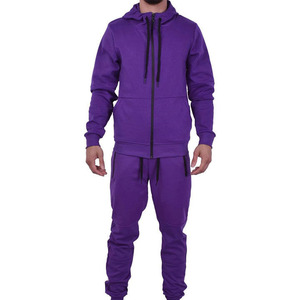Ensemble de survêtement élégant et personnalisé en molleton 100 % coton respirant pour homme, avec sweat à capuche zippé et pantalon de jogging, ensemble sport deux pièces uni et vierge - Product Image 4