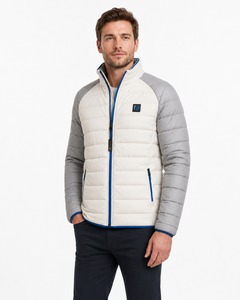 Blouson matelassé noir pour homme, chaud, d'hiver, épais, isolé, en duvet alternatif, col montant, fermeture éclair, style streetwear - Product Image 2