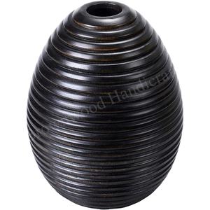 Vase à fleurs d'art moderne en bois massif fabriqué à la main pour la décoration et les cadeaux - Product Image 2