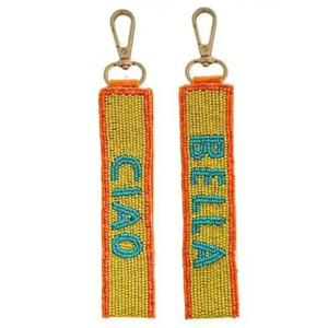 Llaveros Artesanales Bordados con Cuentas, Gancho de Langosta, Forma Rectangular, Lona Textil, Temática de Letras, Decoración de Punto de Cruz - Product Image 6