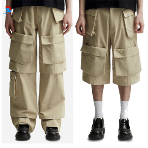 Pantalones Cargo Convertibles 2 en 1 para Hombre, con Múltiples Bolsillos, Pierna Ancha, Shorts Desmontables, Estilo Urbano, Color Caqui, Pantalones Holgados, Venta al Por Mayor - Product Image 6