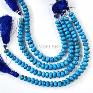 AAA Blue Copper Turquoise Rondelle Beads 8-10MM Turquoise Gemstone Beads Strand Blue Turquoise Beads For Jewelry Making Supplies - Product Image 5