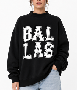 Sudadera de cuello redondo extragrande con estampado de letras Balas OEM para mujer, forro polar, estilo casual, manga larga, moda de invierno - Product Image 1