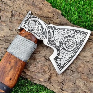 Tomahawks en acier Damas de haute qualité de Steel Craft International, manche en bois de frêne de qualité industrielle, design Damas populaire - Product Image 2