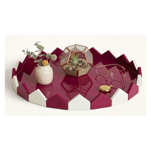 Plateau de service ottoman laqué coloré esthétique en gros, plateaux à café et à thé minimalistes, décoration créative personnalisée pour la maison Vietnam - Product Image 5