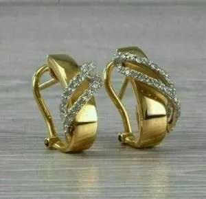 Pendientes de Aro de Moissanita, Plata de Ley 925, Chapados en Oro, Diseño Clásico de Una Hilera de Diamantes, Joyería para Mujer - Product Image 1