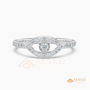 Bague de fiançailles élégante en argent style urbain pour femme, avec halo en forme d'œil, pour un usage quotidien - Product Image 4