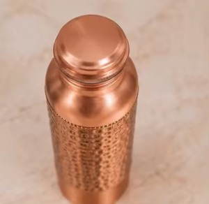 Export Grade Eco-Friendly Hammered Copper Water <b>Bottle</b> with Secure Closure for Wellness Brands and Gift Collections - Product Image 4