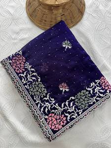 Sari de Georgette de Diseño de Lujo con Bordado Intenso en el Borde, Colección de Blusas para Mujer, para Bodas y Fiestas Indias de Invierno - Product Image 1