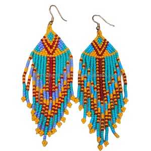 Boucles d'oreilles multicolores faites à la main en perles de rocaille faites à la main bijoux artificiels pour femmes boucles d'oreilles - Product Image 1