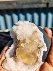 Natural Yellow Calcite with Pink Chalcedony <b>Crystal</b> <b>Cluster</b> Premium Mineral Specimen Healing Stone Collectible Display Origin - Product Image 5