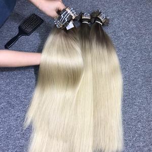 Vente de gros Bande Ombre Mix Blond Clair Naturel Raide Cheveux Offres Spéciales Cutille Alignés 100% Extensions de Cheveux Humains - Product Image 1