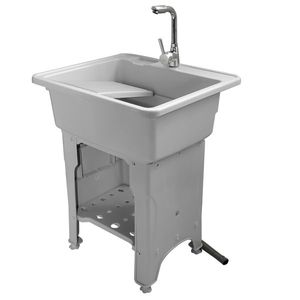 Grey Freestanding Indoor Outdoor Laundry Sink with Faucet and Hoses Drain Kit Stylish Outdoor Appliance - Product Image 1