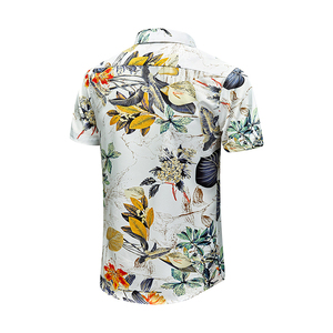 Chemise hawaïenne pour homme à manches courtes, imprimé palmiers bleus, col rabattu, respirante, idéale pour les vacances d'été - Product Image 2