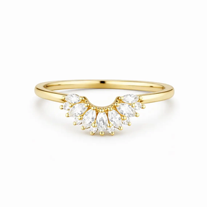 Anillo de Boda Curvo Antiguo con Diamantes Cultivados en Laboratorio, en Oro de 14K, con Corona Marquise, Anillo Apilable de Aniversario para Mujer - Product Image 1