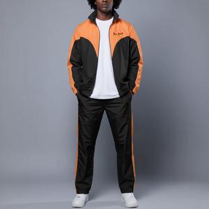 Winter Solid Windbreaker Tracksuit <b>Reflective</b> Line Trouser Zipper Hood Jacket Polyester/Nylon Custom Logo Activewear - Product Image 1