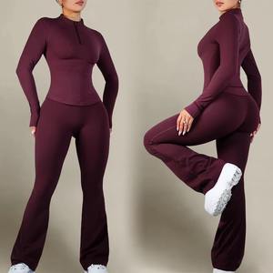 Conjuntos deportivos para mujer, camiseta deportiva sin costuras, pantalones cortos de yoga para gimnasio. - Product Image 5