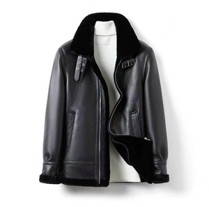 <b>Men</b> <b>Brown</b> <b>Leather</b> Aviator <b>Jacket</b> With Faux Fur Lining Windproof Winter Moto Biker Style Zipper Closure Quality male <b>leather</b> - Product Image 6
