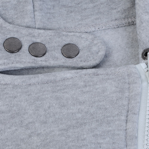Sweat-shirt à capuche gris pour femme, design asymétrique avec fermeture éclair, mélange de coton respirant, tricoté, vêtement d'automne, coupe classique - Product Image 3