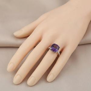 Bague de fiançailles de luxe pour enfant, en améthyste naturelle taille octogonale, double halo, pour mariage et fête, en argent sterling 925, cadeau chrétien pour elle - Product Image 5