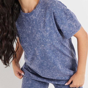 T-shirts pour femmes de qualité supérieure, gris, effet délavé, manches courtes, col rond, séchage rapide, confortables, vêtements décontractés pour femmes - Product Image 6