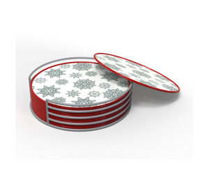 Decorative Printed <b>Table</b> <b>Coaster</b> Set with Coordinated Holder for Dining and Serving Use - Product Image 2