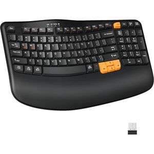 Teclado Ergonómico Inalámbrico de 2.4GHz para Computadora, Escritura Natural y Cómoda con Teclas Onduladas y Reposamuñecas, Categoría de Producto: Teclados - Product Image 1