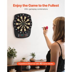 Tablero de dardos electrónico de 13.5 pulgadas con 43 juegos y más de 200 variaciones para 8 jugadores, incluye 6 flechas y plumas para dardos - Product Image 2