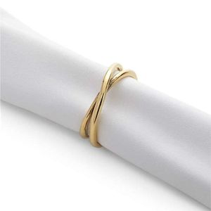 Premium Gold Finish Napkin Ring, Minimalist Metal Cross Napkin Holder for Luxury Dining Table Setting, Wholesale Hotel Supply - Product Image 1