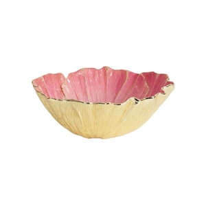 Cuencos Decorativos de Aluminio para Dulces y Bocadillos, Cuenco de Lujo con Acabado Rosa y Dorado, Estilo Floral, Cuenco Metálico para Servir en Fiestas y Decoración - Product Image 1