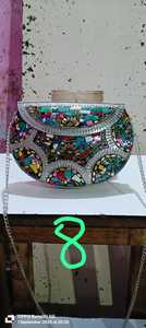 Elegant <b>Mother</b> of Pearl Shell Clutch Bag with Detachable Metal Chain Handmade Designer Finish - Product Image 2