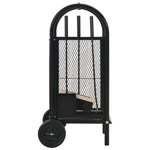 Carrito de leña de acero negro 11,8 "x 13,8" x 31,9 "Accesorio para chimeneas - Product Image 3