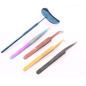 Pinzas de extensión de pestañas con agarre de diamante antideslizante hechas a mano profesionales, la mejor punta puntiaguda de acero inoxidable - Product Image 4