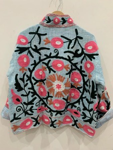 Veste Suzani brodée, veste bomber tissée à la main, veste à manches chauve-souris, poignets étroits, veste ample pour femmes au meilleur prix - Product Image 2