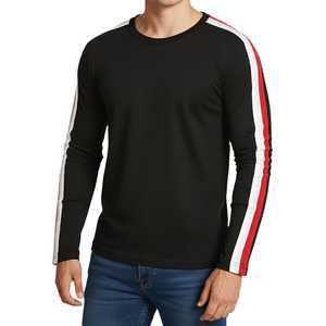 Camiseta para Hombre - Camisetas Casuales a Rayas con Cuello Redondo para Hombre, Camisetas de Moda de Manga Larga Suaves - Product Image 1