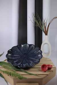 Service de table en grès personnalisé, avec glaçure à effet de four bleu, forme irrégulière, comprenant assiettes de présentation en céramique, pour la maison - Product Image 3