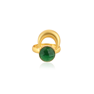 <b>Adjustable</b> Green Hydro Brass <b>Ring</b> Handmade Gemstone Jewelry for Women - Product Image 1