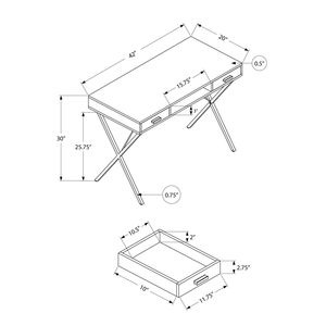 Scrivania per Laptop da 42 Pollici per Ufficio Domestico, Effetto Marmo Nero, Laminato, Struttura in Metallo, Configurazione a C con Cassetti Laterali, Scrivanie per Computer Pronte all'Uso - Product Image 4