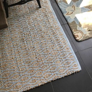 Quality Assured Anti-Slip Jute Rug <b>Hand</b> <b>Stitched</b> Embroidered Abstract <b>Machine</b> Made Indian Exporter for Home Use Bathrooms - Product Image 2