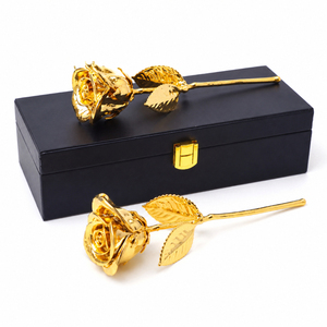 Rose en or 24 carats à longue tige, rose véritable trempée dans l'or, avec boîte cadeau de luxe, fleur en or artisanale éternelle pour la Saint-Valentin - Product Image 3