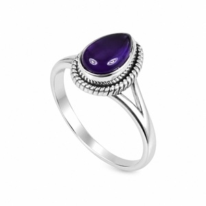 Anillo de Amatista Púrpura Natural en Forma de Pera, Plata de Ley 925, Hecho a Mano, Anillo de Piedra de Nacimiento, Joyería Fina al por Mayor - Product Image 6