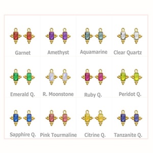 Brass Gold Plated Fire <b>Opal</b> 5x3 MM Gemstone Charms – Rectangle Crystal Connectors for Jewelry Making - Product Image 2