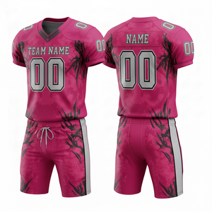 ชุดยูนิฟอร์มอเมริกันฟุตบอลแบบปรับแต่งได้ พร้อมกางเกงขาสั้นและตำแหน่งโลโก้ด้านหน้า - Product Image 3