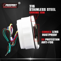 Set Instrumen Panel 5 Gauge Baru 85mm 52mm 12V Faceplate Putih LED Merah 316 Stainless Steel Chrome Rim IP67 Tahan Air Marine