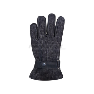 Gants en cuir noir tweed à motif sergé, longueur poignet, pour homme, mode, taille personnalisée OEM, élégants, haut de gamme, pour temps froid - Product Image 2
